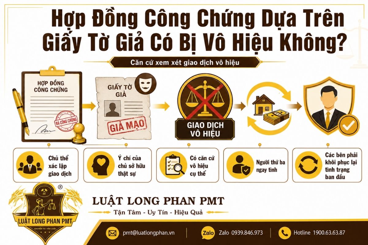 Hợp đồng công chứng dùng giấy tờ giả có nguy cơ vô hiệu và phát sinh nghĩa vụ hoàn trả tài sản.