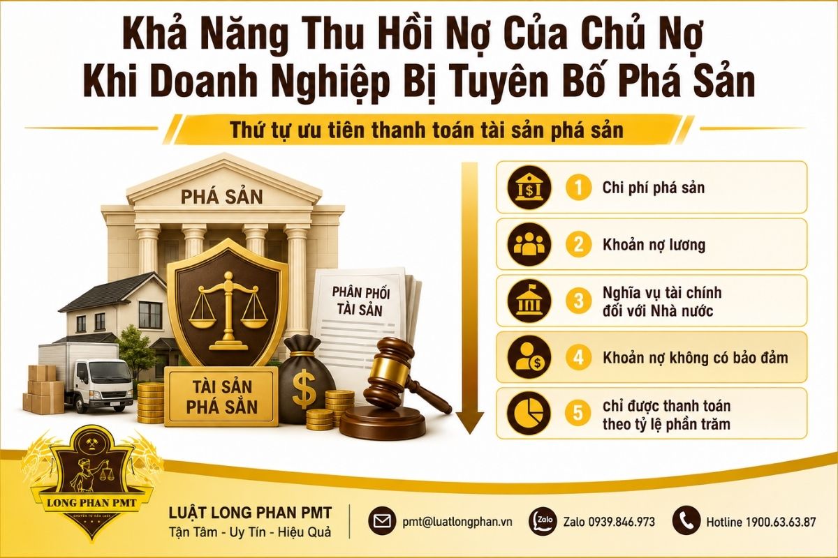 Khả năng thu hồi nợ khi doanh nghiệp phá sản phụ thuộc thứ tự ưu tiên và tài sản còn lại.