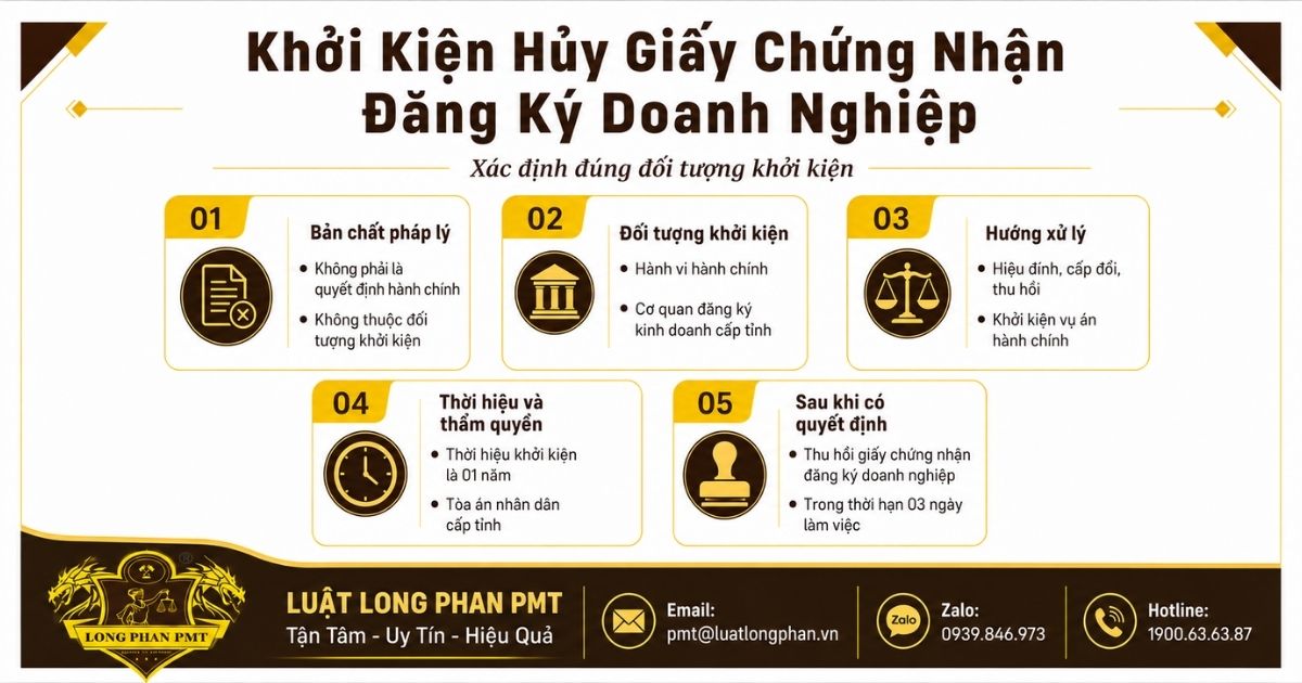Khởi kiện hủy Giấy chứng nhận đăng ký doanh nghiệp và xác định đối tượng khởi kiện
