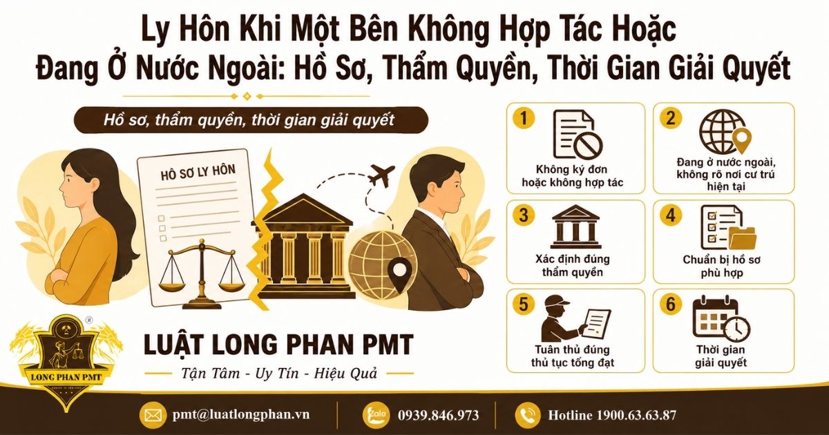 Ly hôn khi một bên không hợp tác hoặc đang ở nước ngoài: hồ sơ, thẩm quyền, thời gian giải quyết
