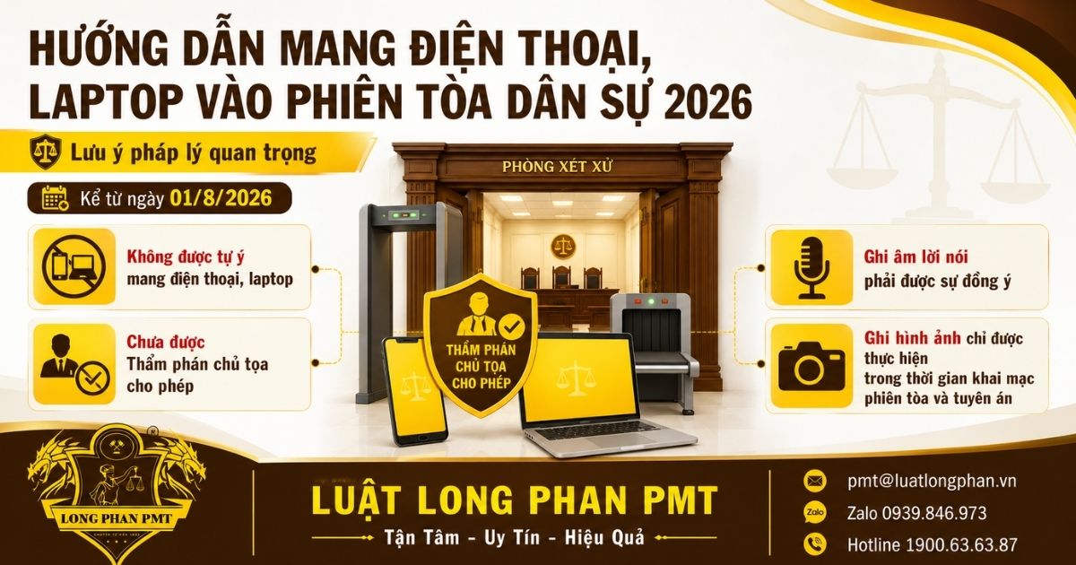 Mang điện thoại, laptop vào phiên tòa dân sự và yêu cầu xin phép Thẩm phán chủ tọa.