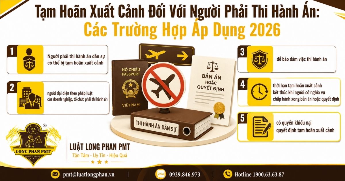 Tạm hoãn xuất cảnh đối với người phải thi hành án và các trường hợp áp dụng năm 2026