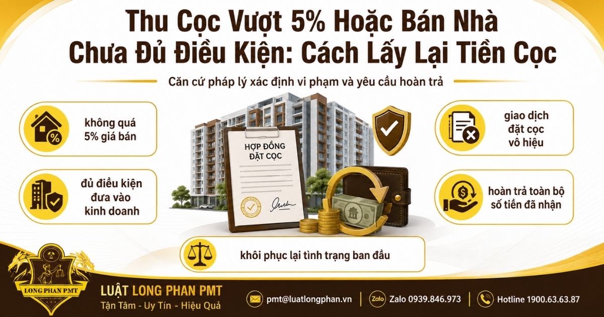 Thu cọc vượt 5% hoặc bán nhà chưa đủ điều kiện và cách người mua đòi lại tiền.