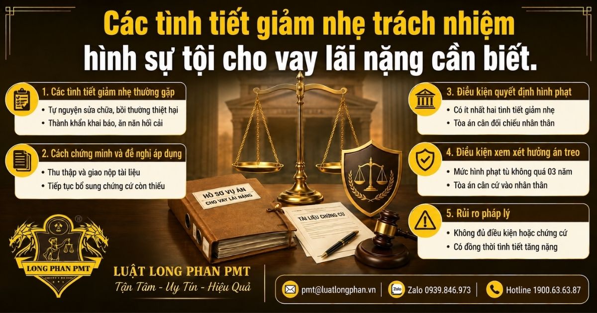 Tình tiết giảm nhẹ trách nhiệm hình sự khi bị truy cứu về tội cho vay lãi nặng.