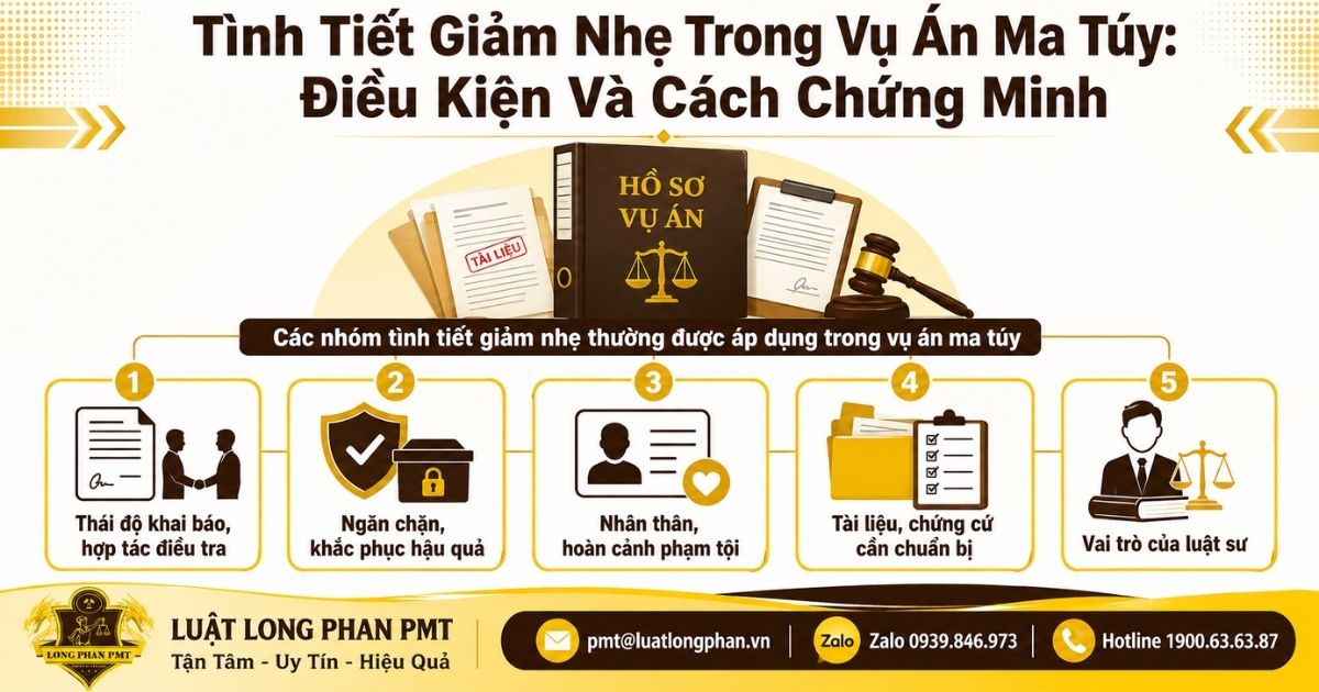 Tình tiết giảm nhẹ trong vụ án ma túy và các nhóm căn cứ cần chứng minh bằng tài liệu.