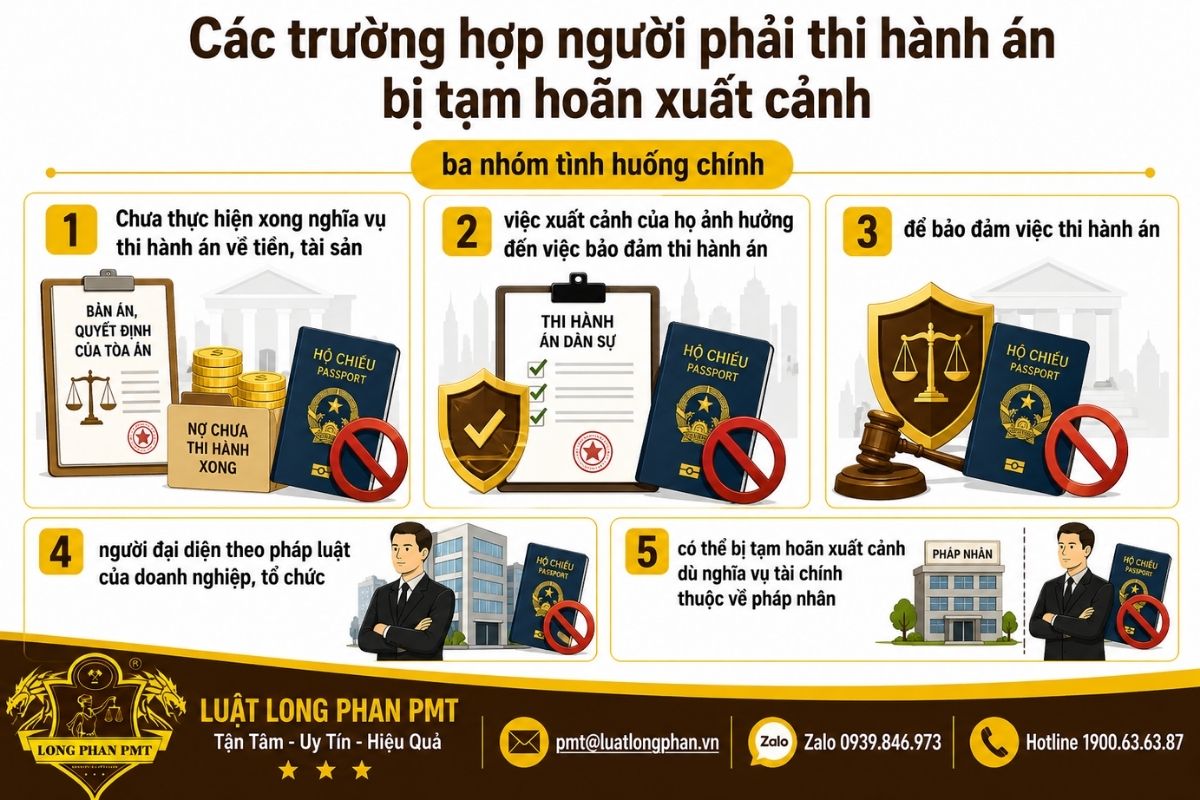  Các trường hợp tạm hoãn xuất cảnh trong quá trình thi hành án dân sự