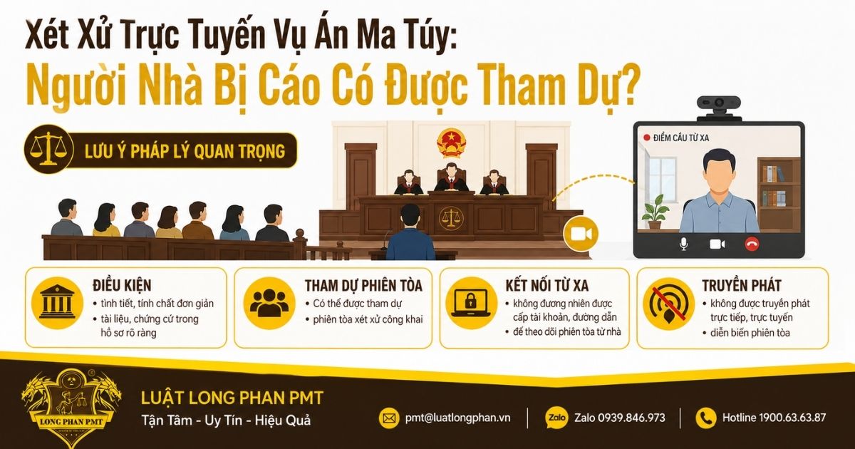Xét xử trực tuyến vụ án ma túy và quyền tham dự phiên tòa của người nhà bị cáo.