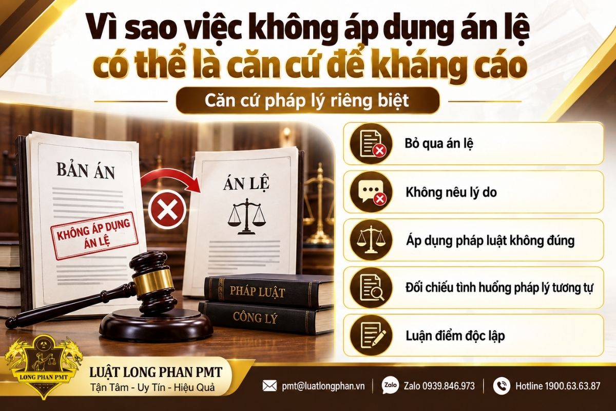 Căn cứ kháng cáo khi bản án bỏ qua án lệ có tình huống pháp lý tương tự mà không nêu lý do.