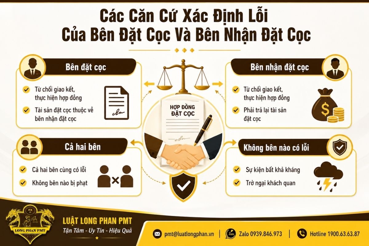 Căn cứ xác định lỗi của bên đặt cọc và bên nhận đặt cọc khi giao dịch không thành.