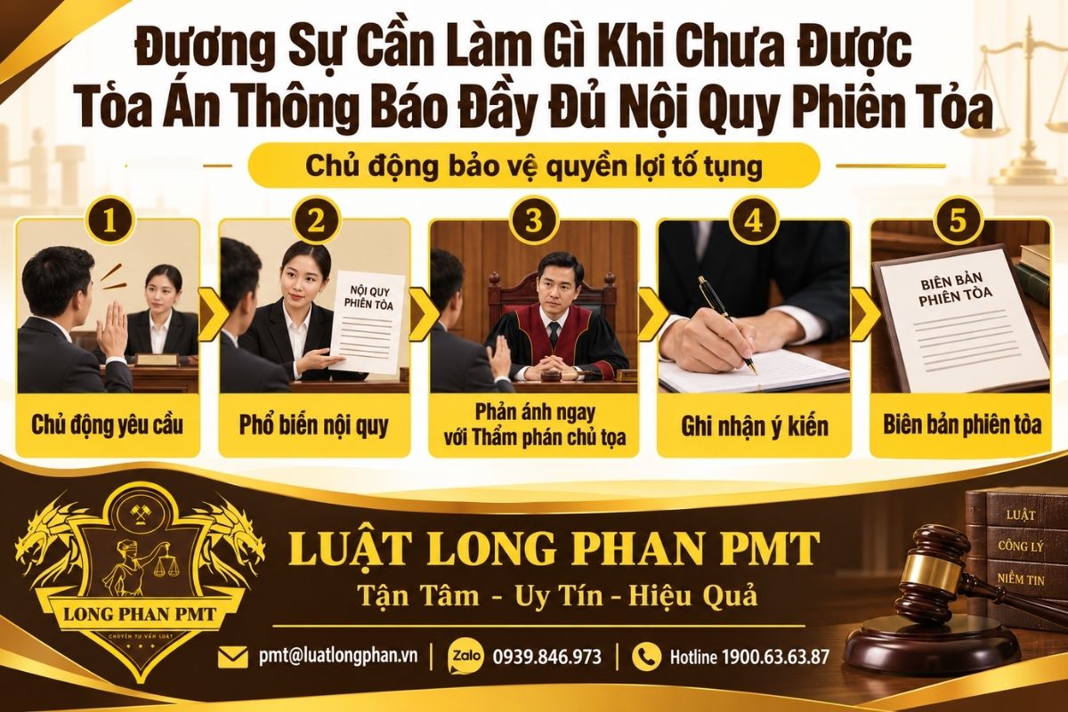 Hướng xử lý khi đương sự chưa được Tòa án thông báo đầy đủ nội quy phiên tòa.