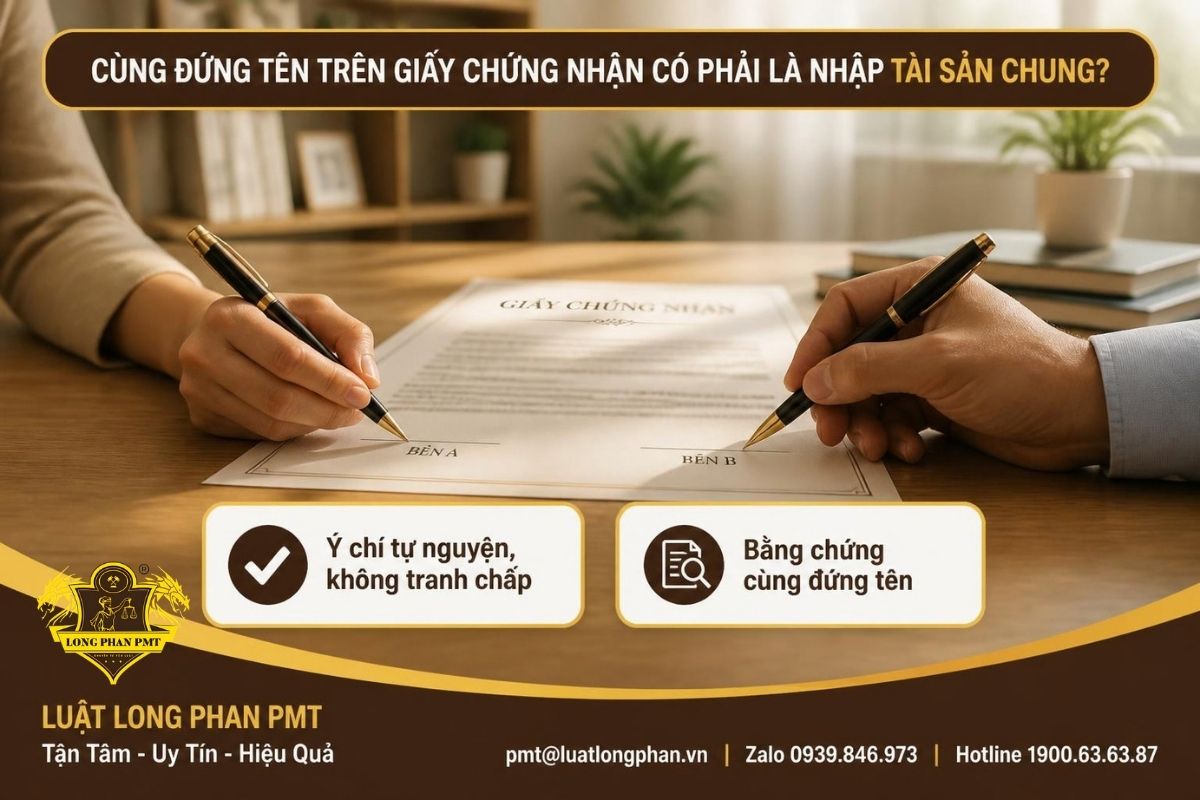 Cùng đứng tên trên giấy chứng nhận có phải là nhập tài sản riêng vào tài sản chung