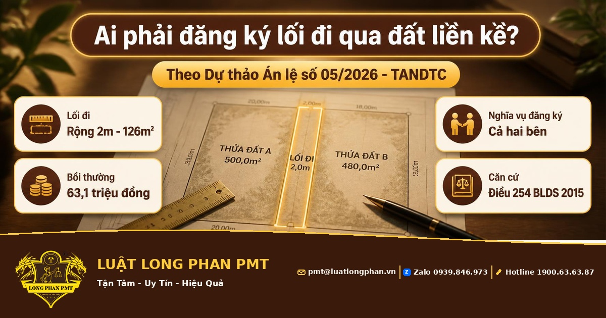 Ai phải đăng ký lối đi qua đất liền kề - Dự thảo Án lệ 05/2026