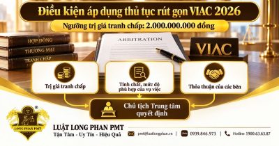 Điều kiện áp dụng thủ tục rút gọn VIAC 2026 theo ngưỡng trị giá tranh chấp 2 tỷ đồng.