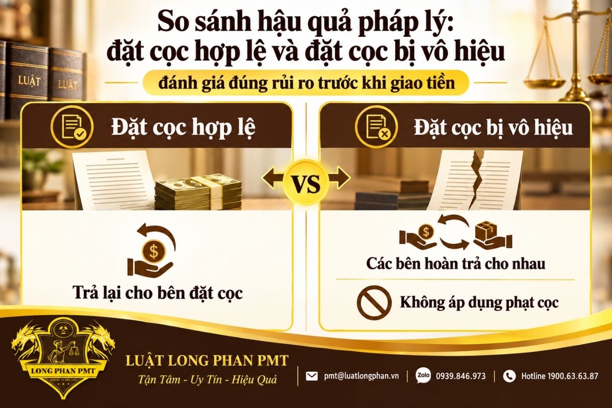 So sánh hậu quả pháp lý của đặt cọc hợp lệ và đặt cọc bị vô hiệu trong chuyển nhượng vốn góp, cổ phần.