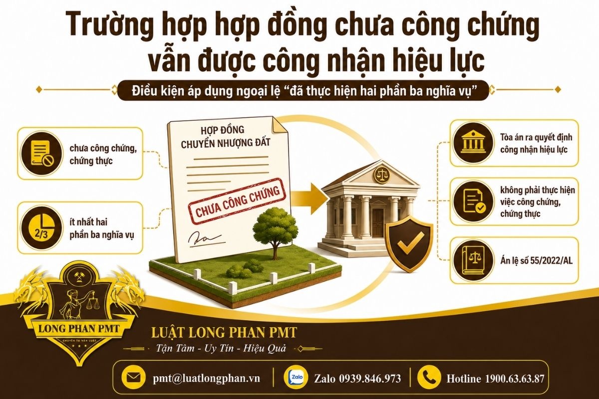 Hợp đồng chưa công chứng vẫn có thể được Tòa án công nhận hiệu lực khi đủ điều kiện.