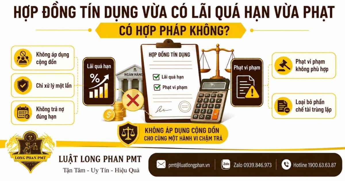 Hợp đồng tín dụng vừa có lãi quá hạn vừa phạt vi phạm và nguyên tắc xử lý hợp pháp.
