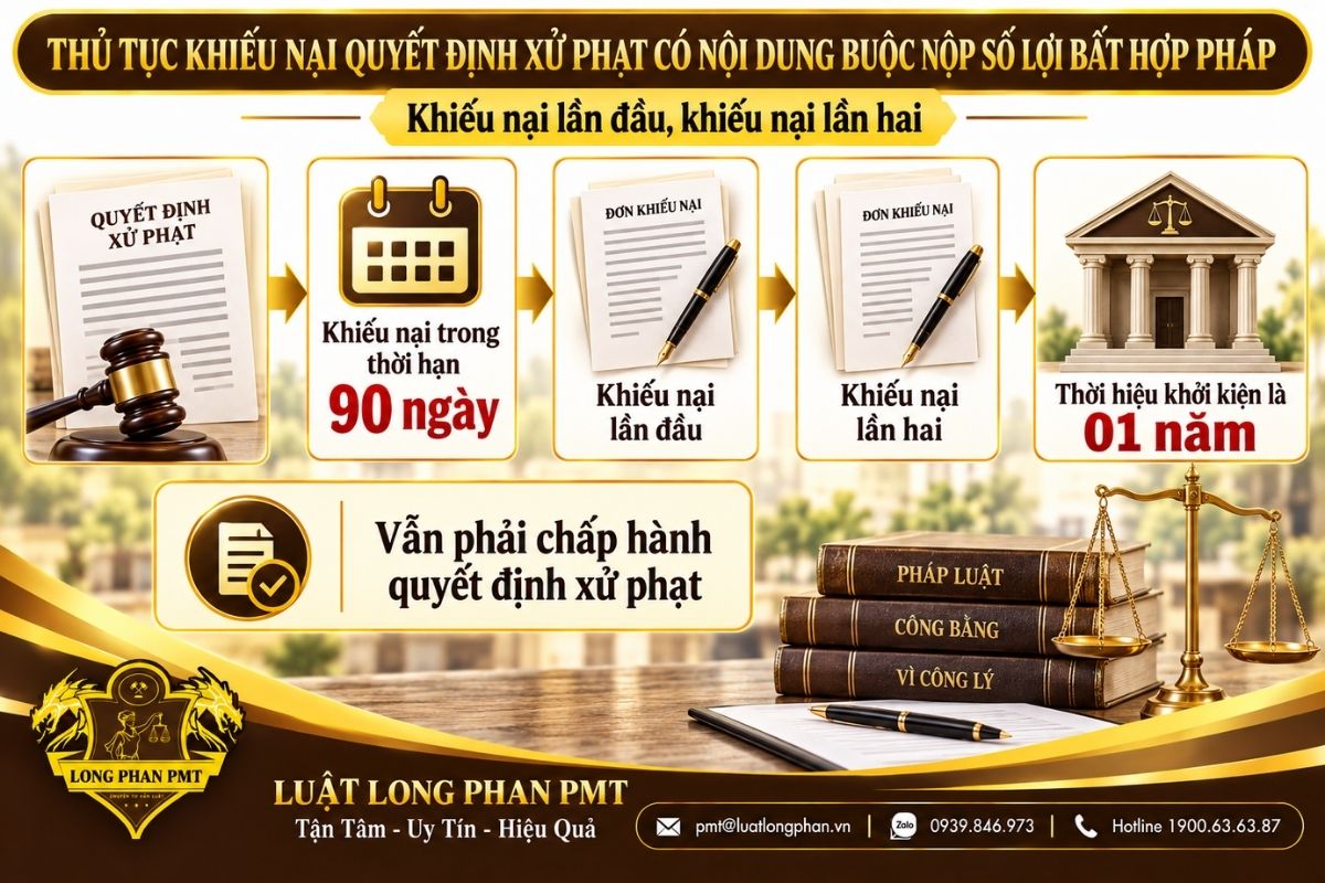 Thủ tục khiếu nại quyết định xử phạt và khởi kiện liên quan số lợi bất hợp pháp.