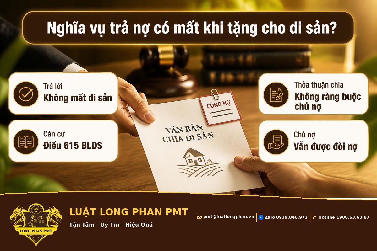 Nghĩa vụ trả nợ không mất khi di sản đã tặng cho theo Điều 615 BLDS