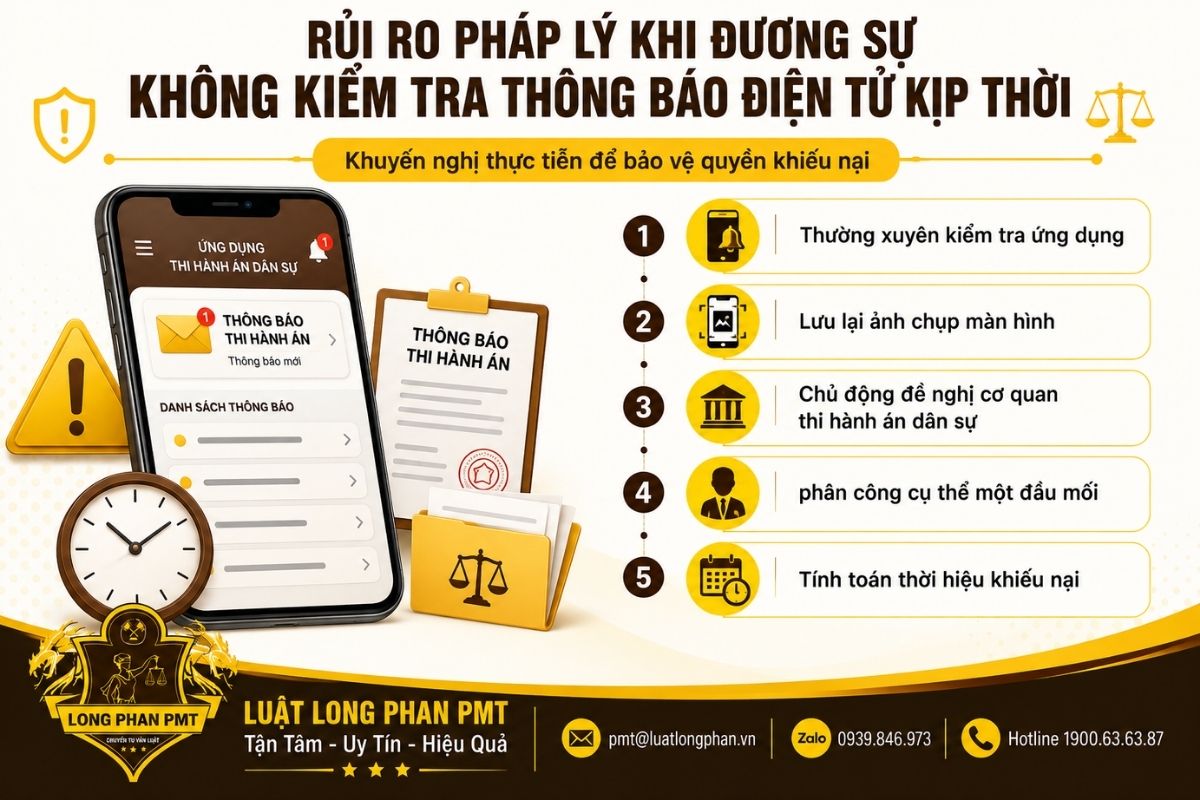 Rủi ro bỏ lỡ thời hiệu khiếu nại do không kiểm tra thông báo điện tử kịp thời.