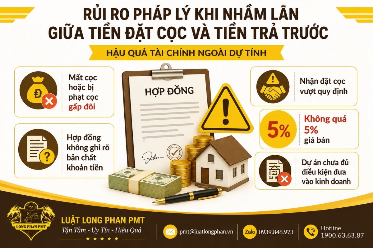 Rủi ro pháp lý khi nhầm lẫn tiền đặt cọc và tiền trả trước trong giao dịch nhà đất.
