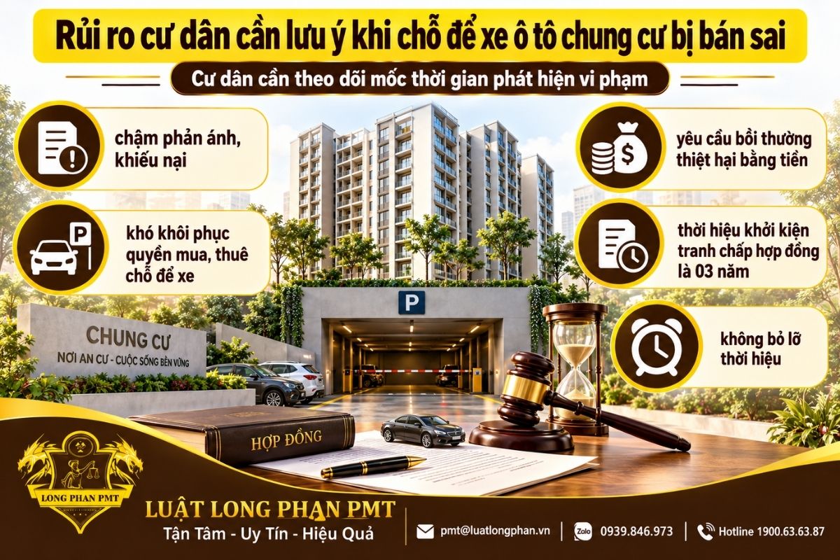 Rủi ro khi chậm khiếu nại và thời hiệu khởi kiện tranh chấp chỗ để xe chung cư.