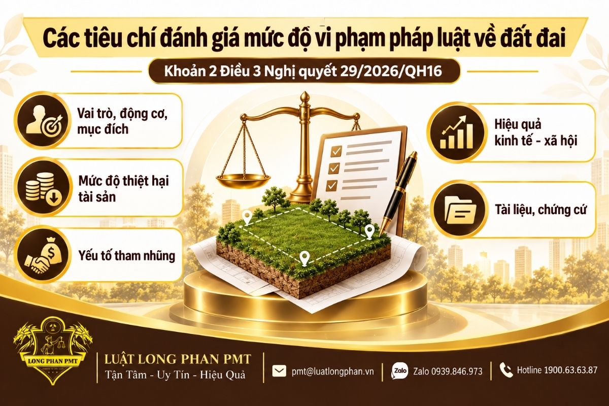Tiêu chí đánh giá mức độ vi phạm đất đai theo Nghị quyết 29/2026/QH16.