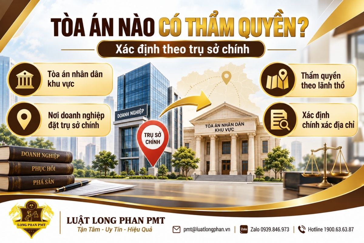 Tòa án có thẩm quyền phục hồi doanh nghiệp được xác định theo nơi đặt trụ sở chính.