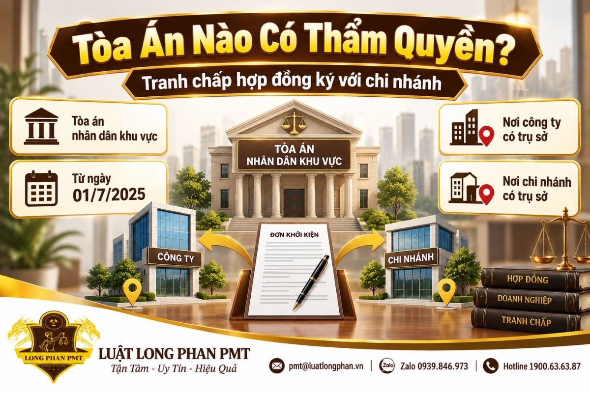 Tòa án giải quyết tranh chấp hợp đồng chi nhánh và quyền lựa chọn nơi nộp đơn khởi kiện.