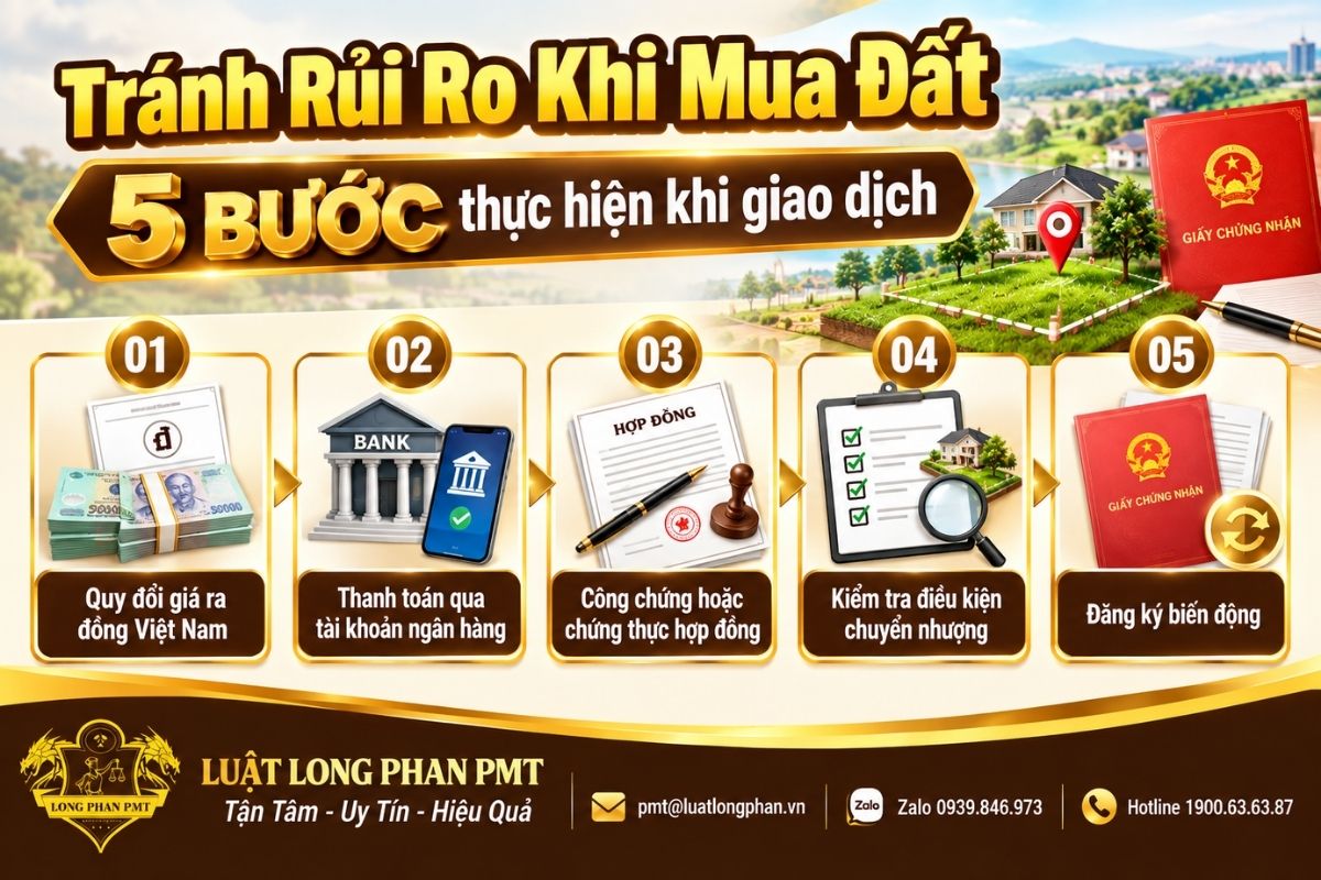 Các bước tránh rủi ro mua đất bằng vàng từ thanh toán đến đăng ký biến động.