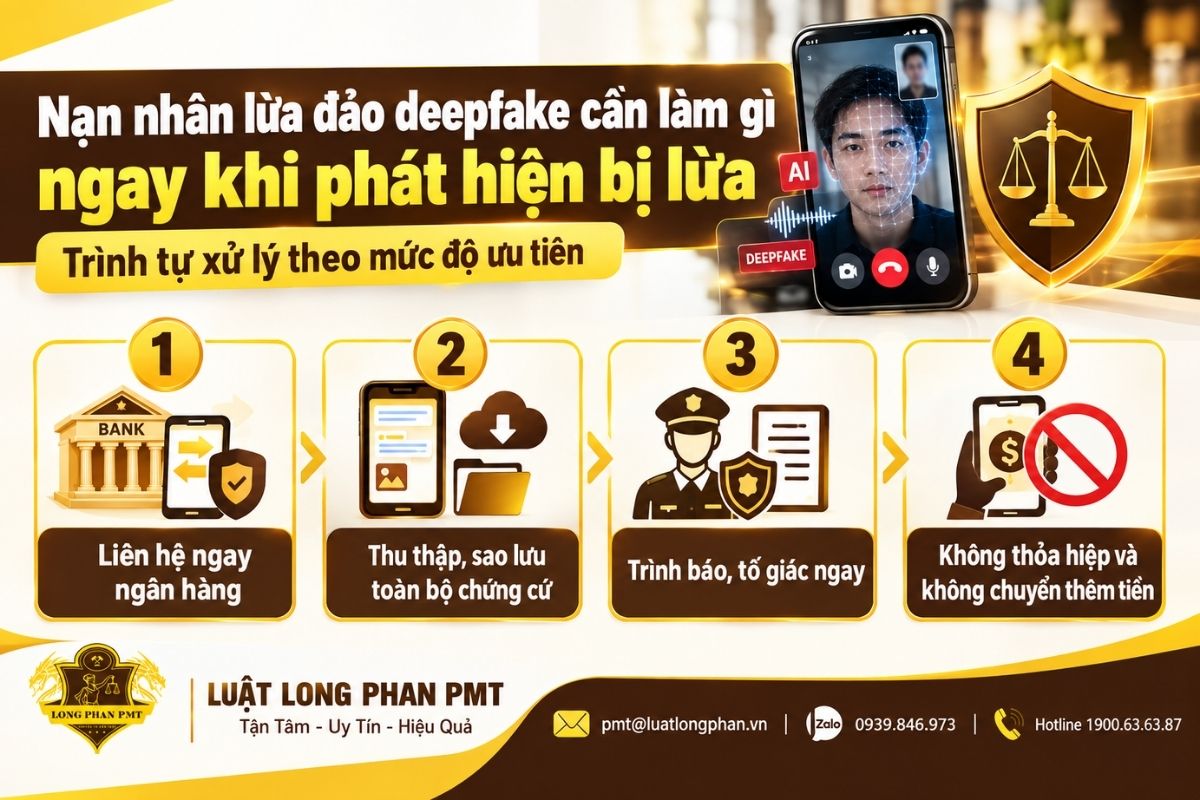 Các bước xử lý ngay khi bị lừa deepfake để tra soát dòng tiền và bảo toàn chứng cứ.
