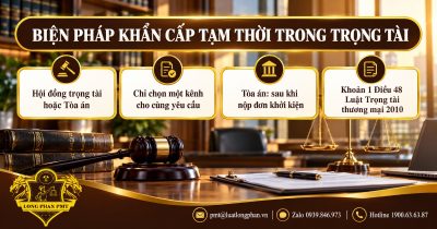 Infographic biện pháp khẩn cấp tạm thời trong trọng tài: Hội đồng trọng tài hoặc Tòa án, Điều 48 Luật TTTM 2010