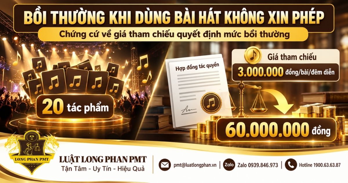 Bồi thường khi dùng bài hát không xin phép dựa trên chứng cứ về giá tham chiếu.