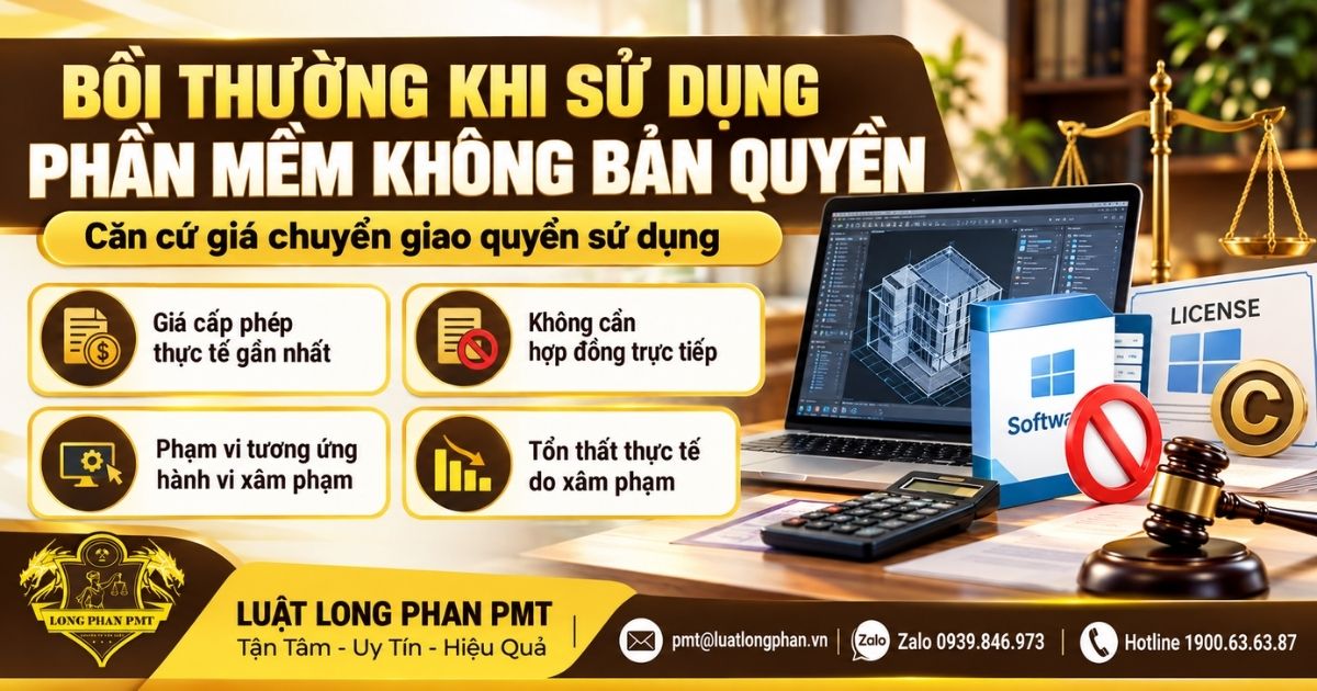 Bồi thường khi sử dụng phần mềm không bản quyền theo giá chuyển giao quyền sử dụng thực tế.