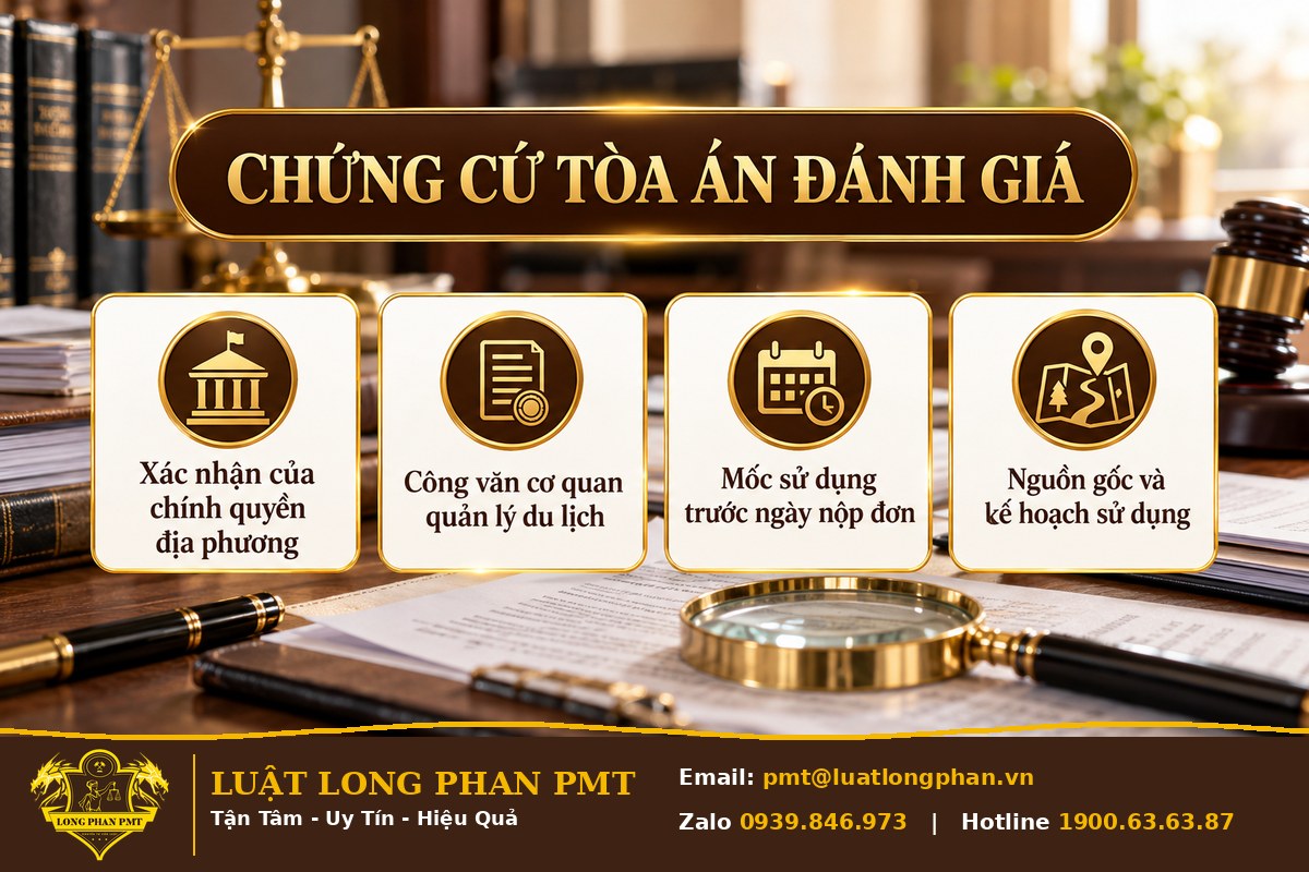 Bốn nhóm chứng cứ Tòa án đánh giá trong tranh chấp quyền sử dụng nhãn hiệu.