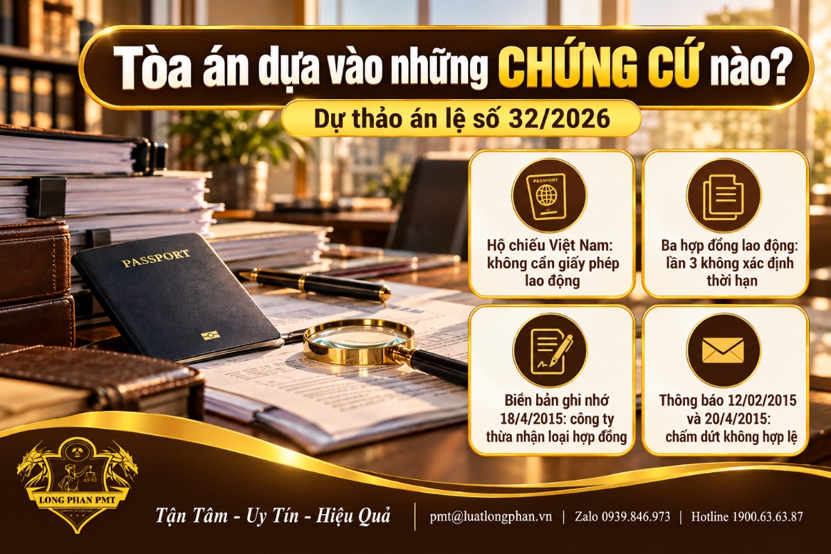 Hộ chiếu, hợp đồng, biên bản ghi nhớ, thông báo chấm dứt là các chứng cứ Tòa án xem xét trong dự thảo án lệ 32/2026