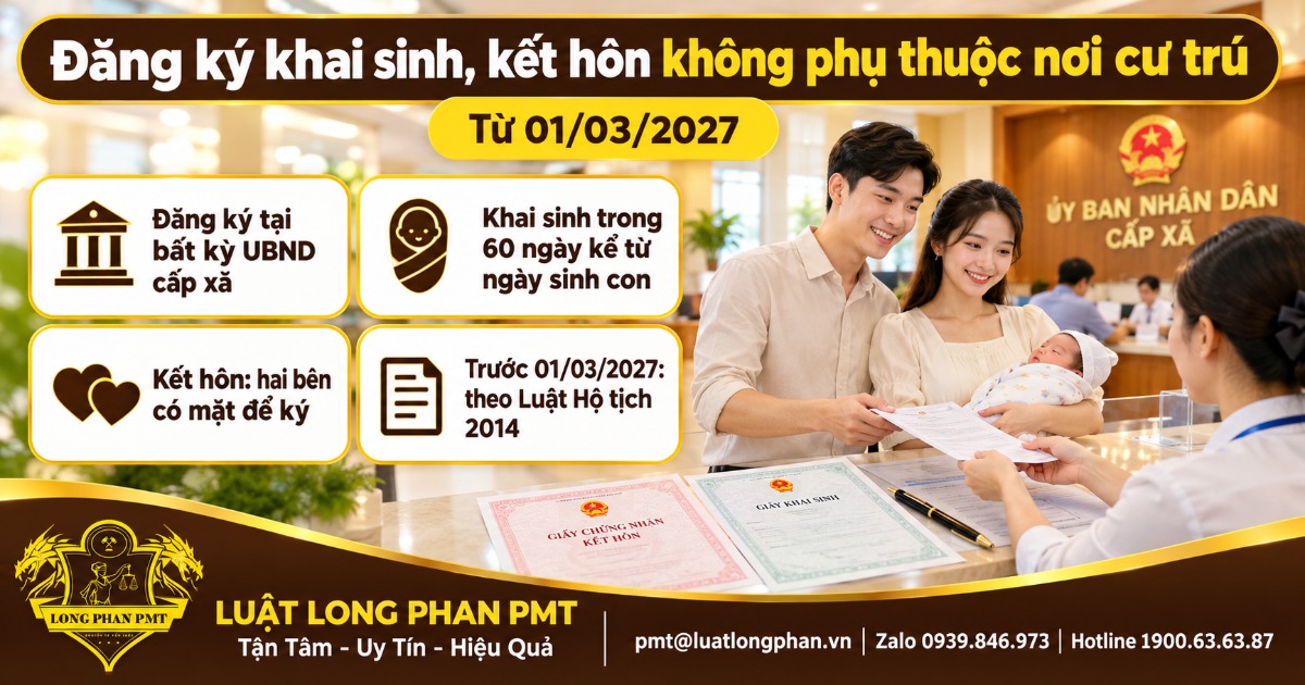Đăng ký khai sinh, kết hôn không phụ thuộc nơi cư trú tại bất kỳ UBND cấp xã từ 01/03/2027