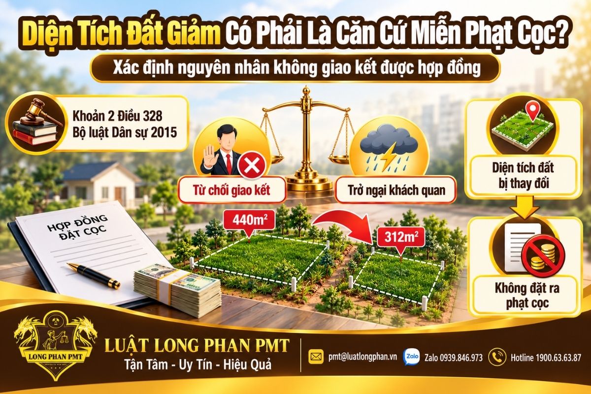 Diện tích đất giảm và căn cứ miễn phạt cọc khi có trở ngại khách quan.