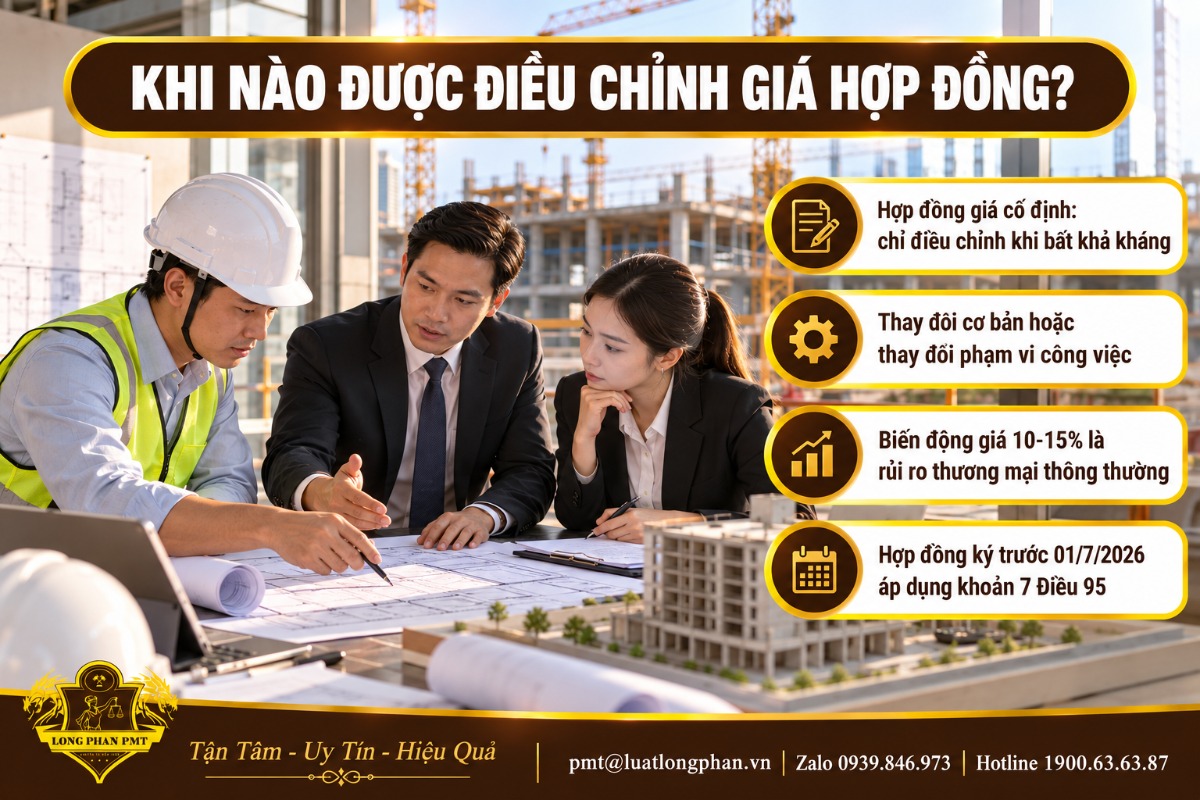 Kỹ sư và luật sư họp bàn điều kiện điều chỉnh giá hợp đồng xây dựng giá cố định