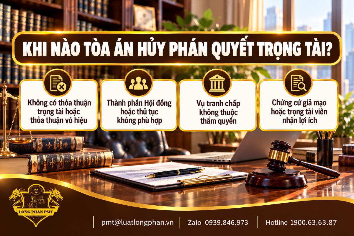 Infographic các căn cứ Tòa án hủy phán quyết trọng tài theo Điều 68 Luật Trọng tài thương mại 2010
