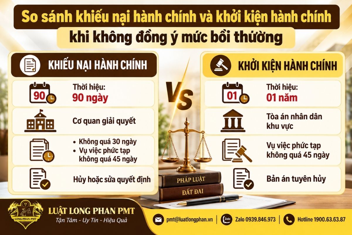 So sánh khiếu nại hành chính và khởi kiện hành chính khi không đồng ý mức bồi thường