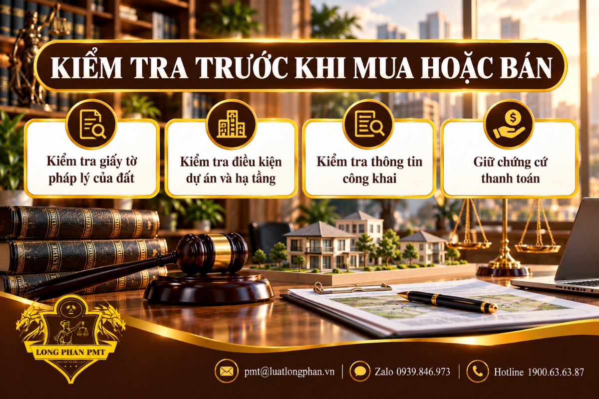 Kiểm tra pháp lý đất trước khi mua hoặc bán: giấy tờ, điều kiện dự án, thông tin công khai, chứng cứ thanh toán