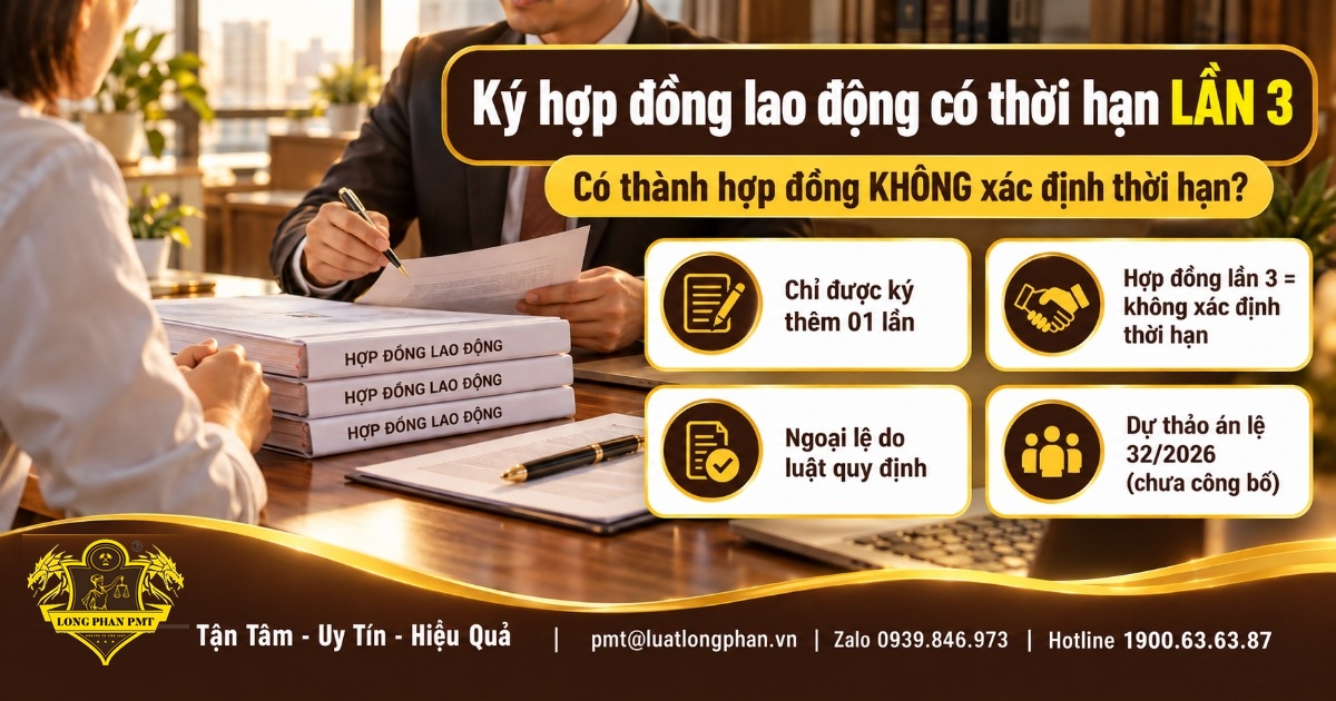 Ký hợp đồng lao động có thời hạn lần 3 có thành hợp đồng không xác định thời hạn theo dự thảo án lệ 32/2026