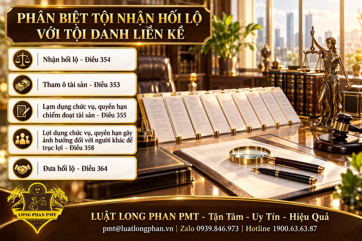 Năm thẻ phân biệt tội nhận hối lộ Điều 354 với tham ô, lạm dụng chức vụ, lợi dụng ảnh hưởng và đưa hối lộ