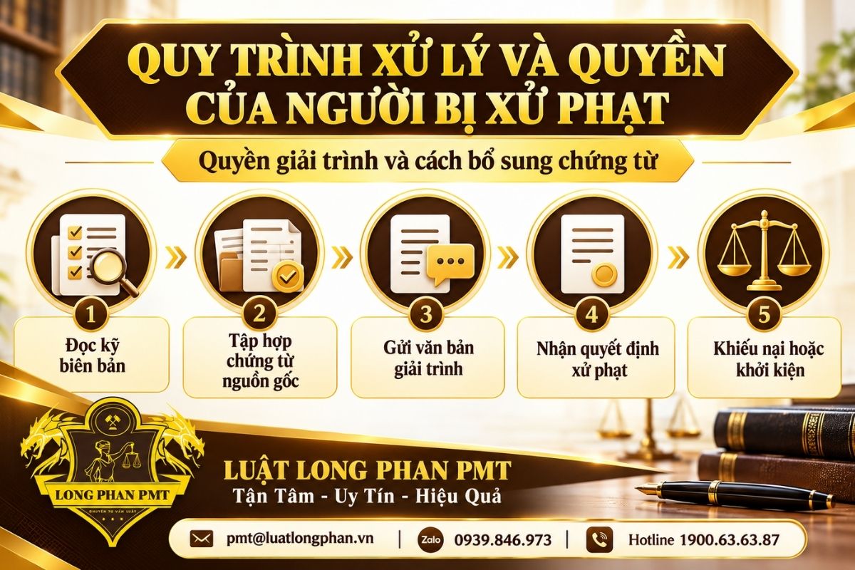 Quyền giải trình khi bị xử phạt và các bước bổ sung chứng từ, kiểm tra quyết định.