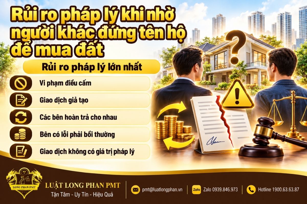 Rủi ro nhờ người khác đứng tên hộ mua đất và hậu quả pháp lý của giao dịch.