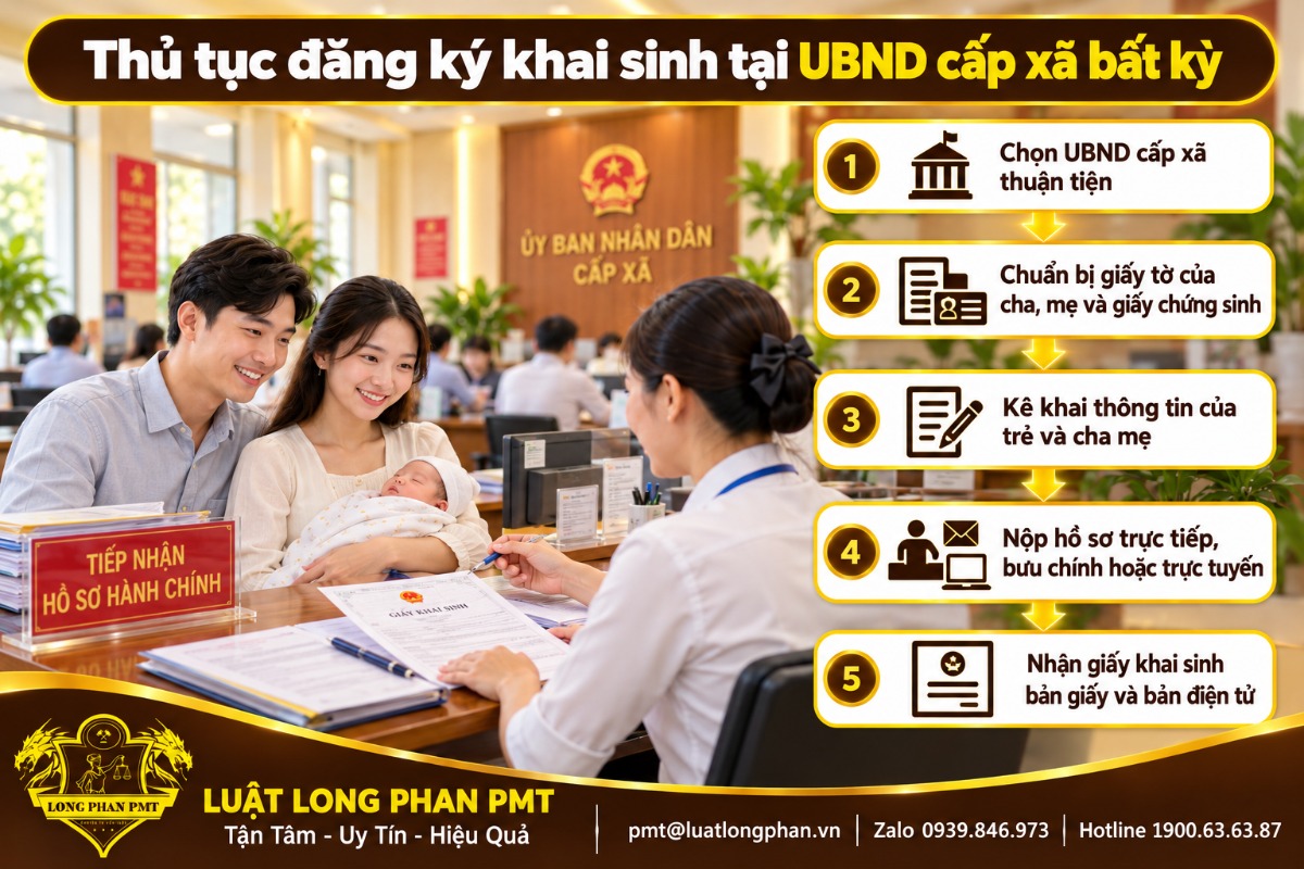 Thủ tục đăng ký khai sinh tại UBND cấp xã bất kỳ: 5 bước từ chuẩn bị giấy tờ đến nhận giấy khai sinh